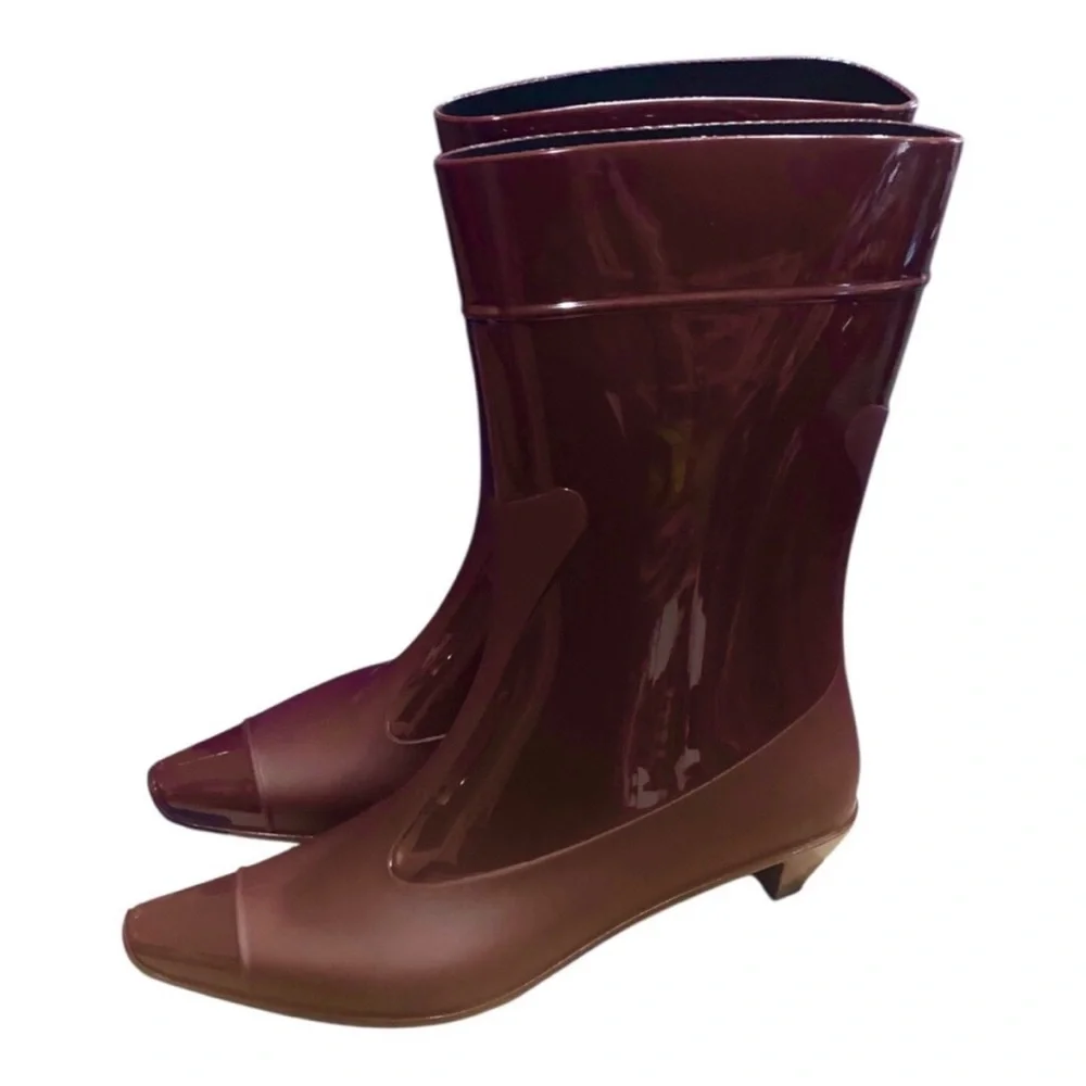 Jeffrey Campbell Glossy - Burgundy Rain Boots Size 8 - Picture 5 of 5